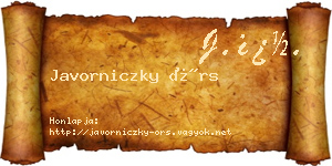Javorniczky Örs névjegykártya
